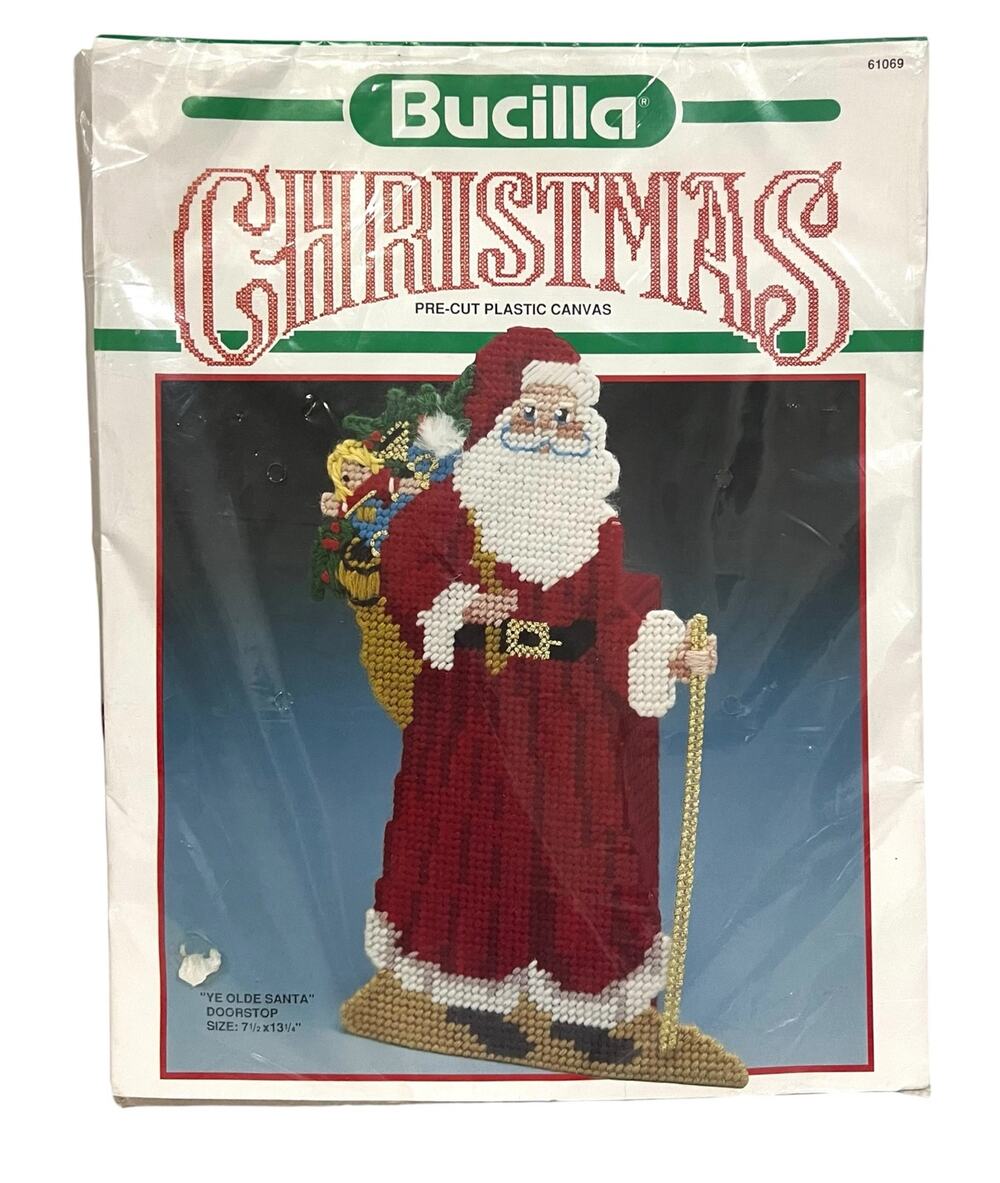 Bucilla Ye Olde Santa Doorstop Pre Cut Plastic Canvas Kit 61069 Christmas